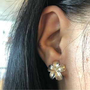 💯 Real Sterling Silver Clip On Flower Earrings